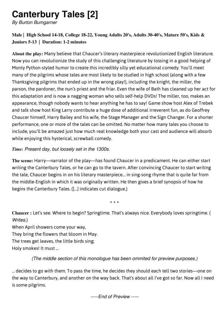 Canterbury Tales 2 Monologue